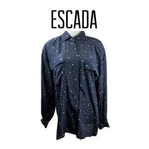 Escada Blue & Silver Button Down Shirt. Sz 40